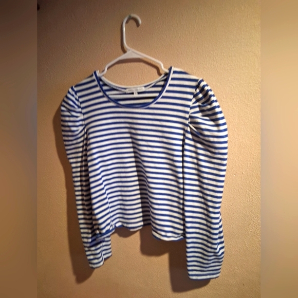 Rebecca Minkoff Talia Cropped Puff Sleeve Cotton Stripe Top XXL - Picture 1 of 6